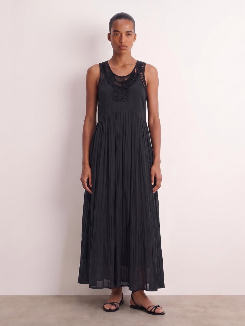 Anthropologie Black Lace Maxi Dress
